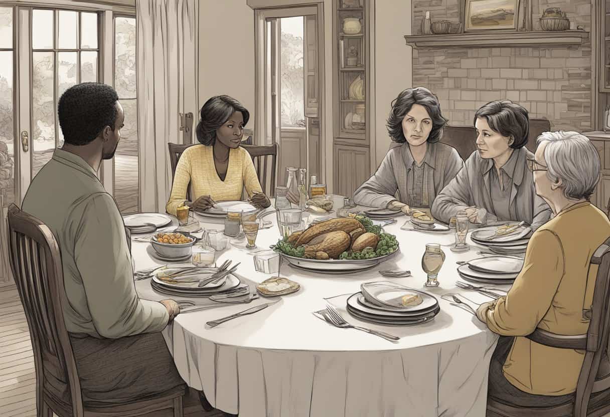 The Mitchell family gathers around the dinner table, tension palpable as they discuss Martha's missing daughter